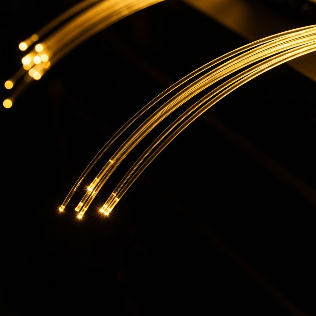 Modern server infrastructure with warm amber lighting